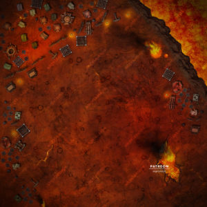 Giant 80 x 80 hell map of a battlefield in Avernus or other hellish location. Battlemap