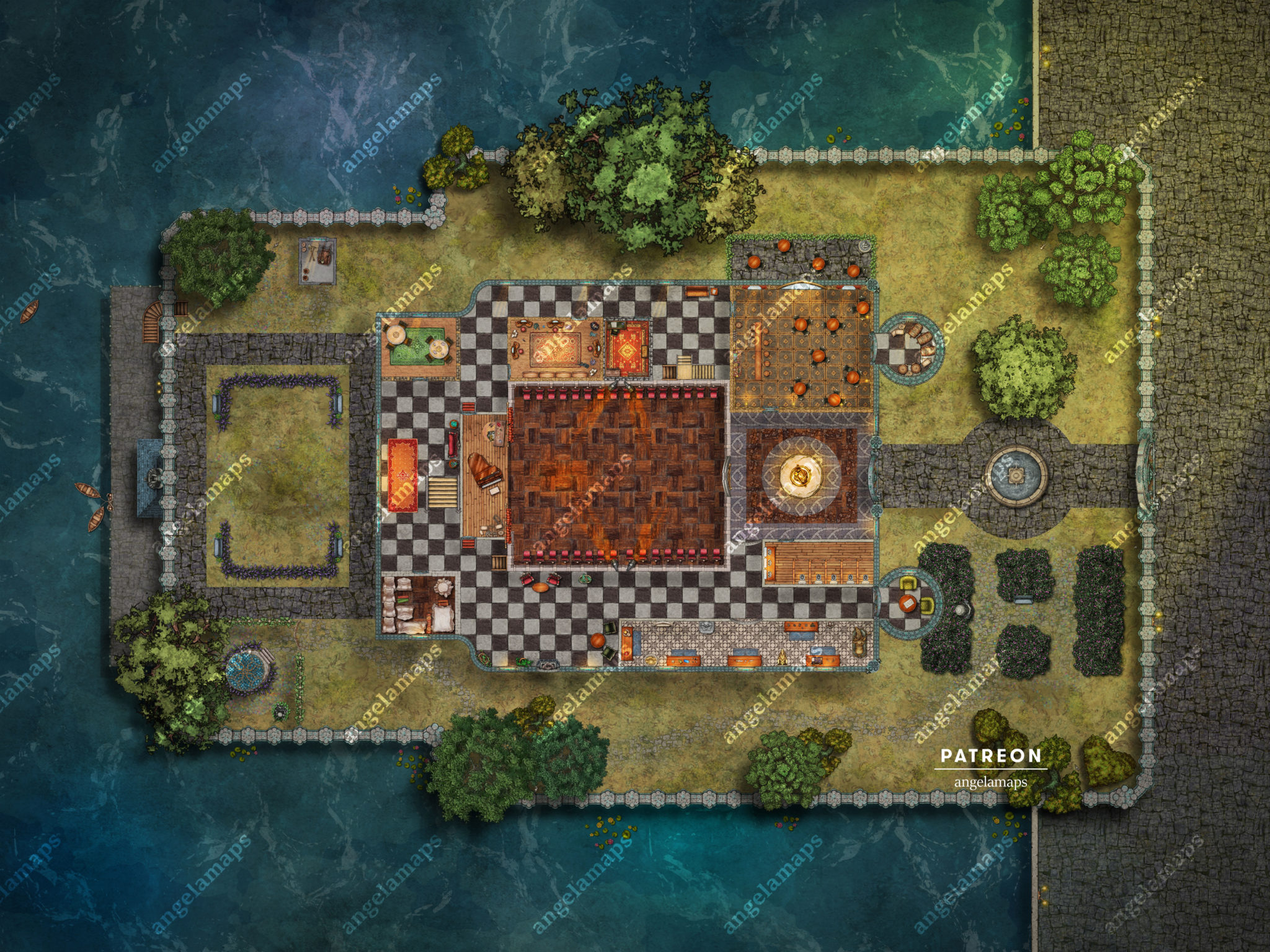 Mansion Battle Map Foundry VTT support – JPG – Angela Maps – Free ...