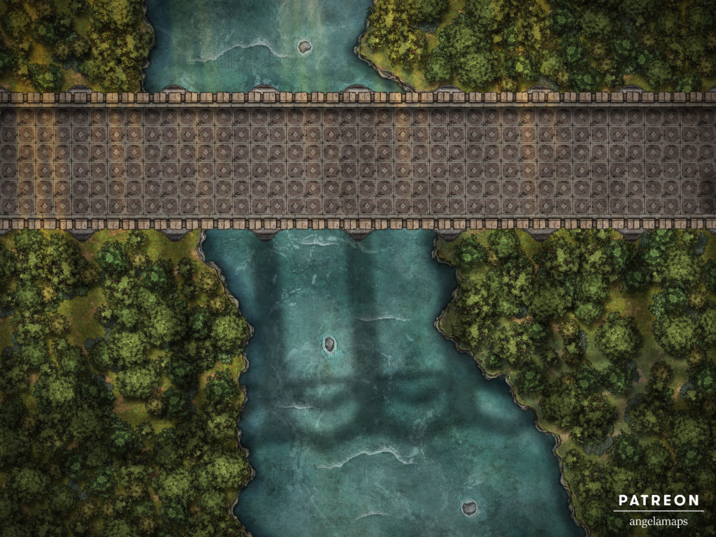 Aqueduct battle map over a bridge for tabletop RPGs