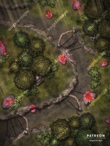 Ruby crystal forest with path battle map