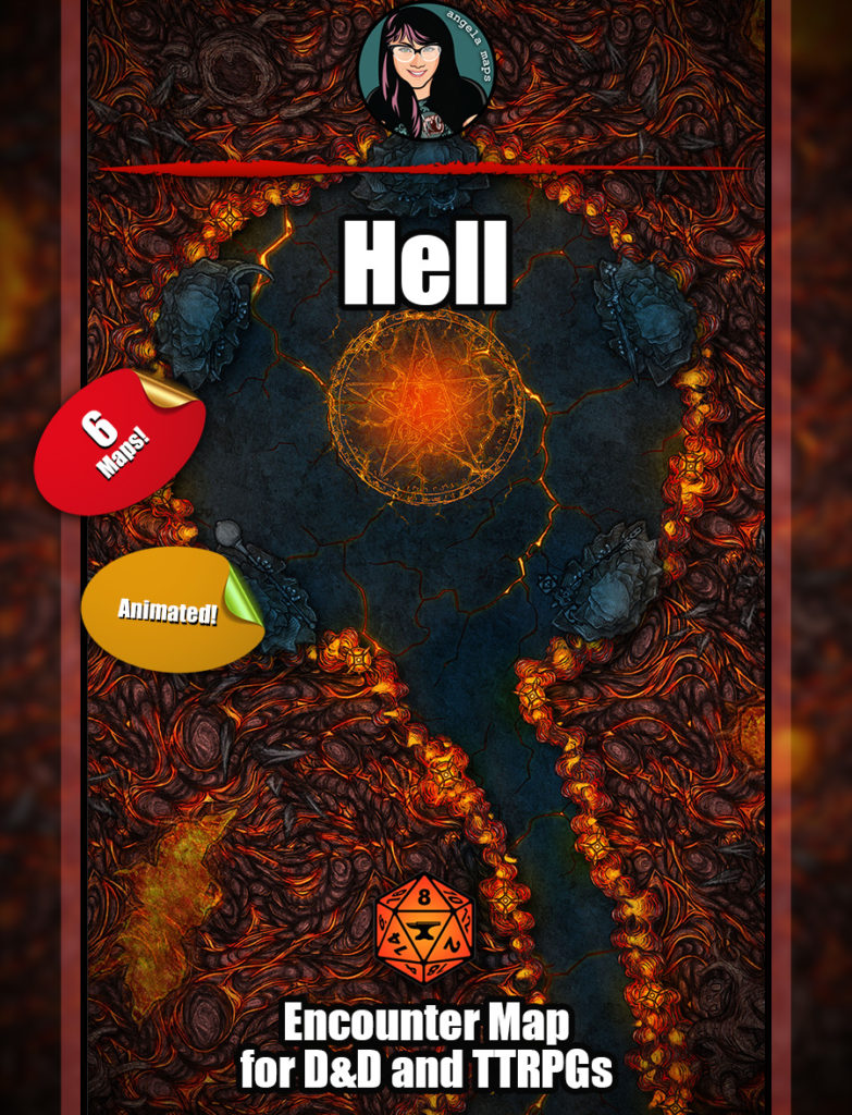 Hell battle map with Foundry VTT support – Animated JPG/WEBM – Angela 