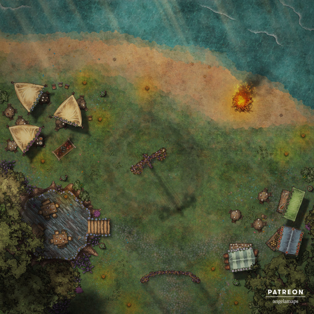 Midsummer festival battle map for TTRPGs