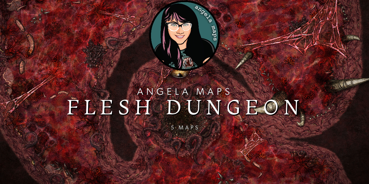 Flesh dungeon with tentacles and eyeballs by Angela Maps
