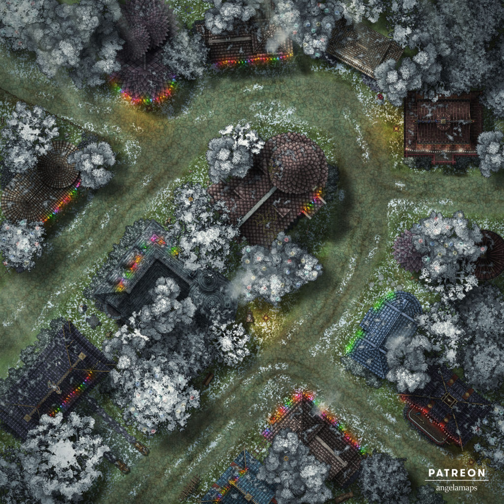 Holiday themed village streets winter battle map 