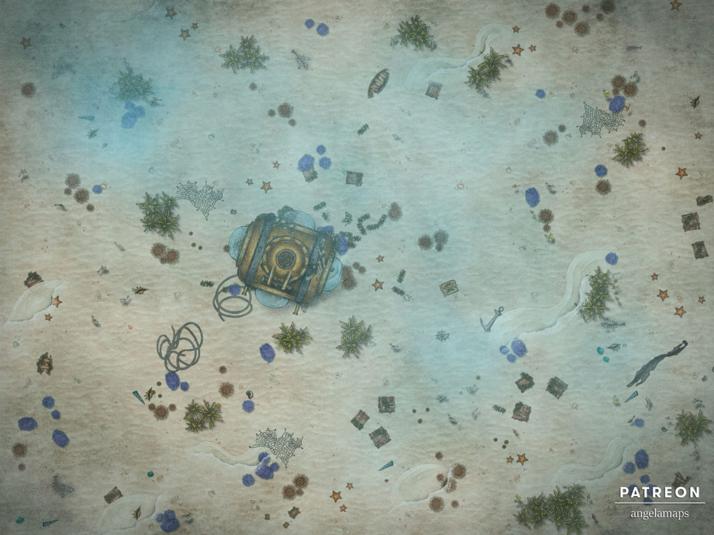 Underwater battle map for table top RPGs such as D&D or Pathfinder