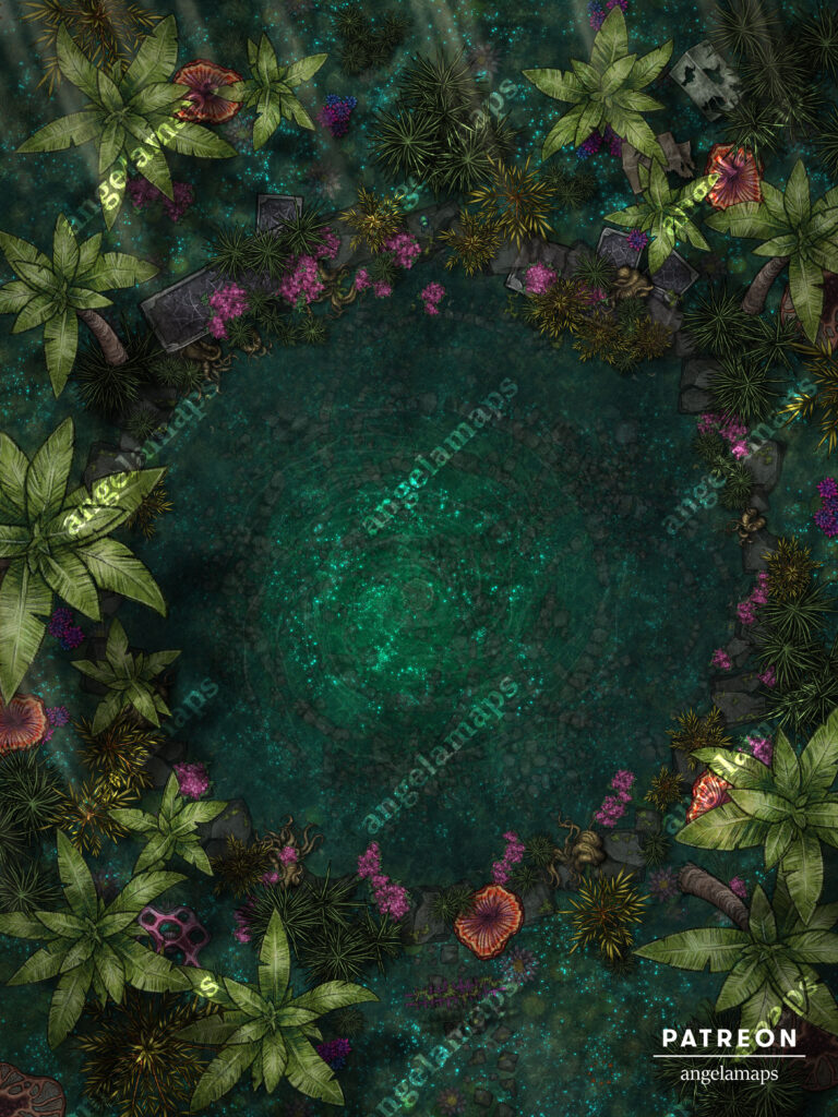 Feywild jungle battle map by Angela Maps