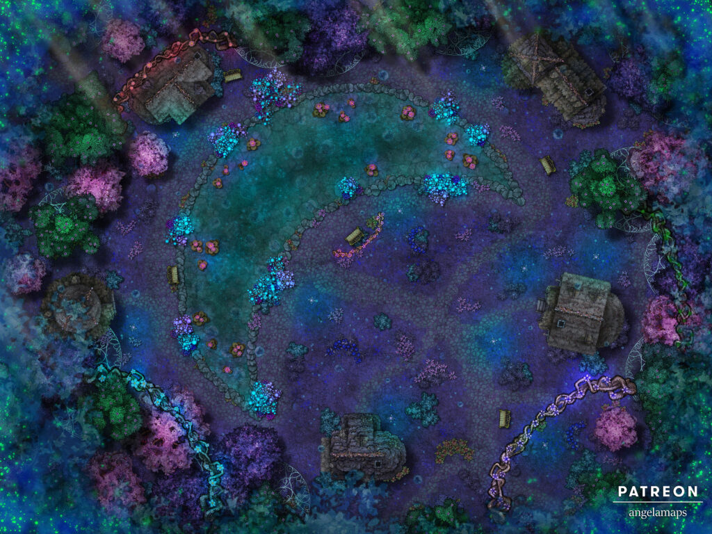 Grove of the Moon - Druid grove battle map for TTRPGs