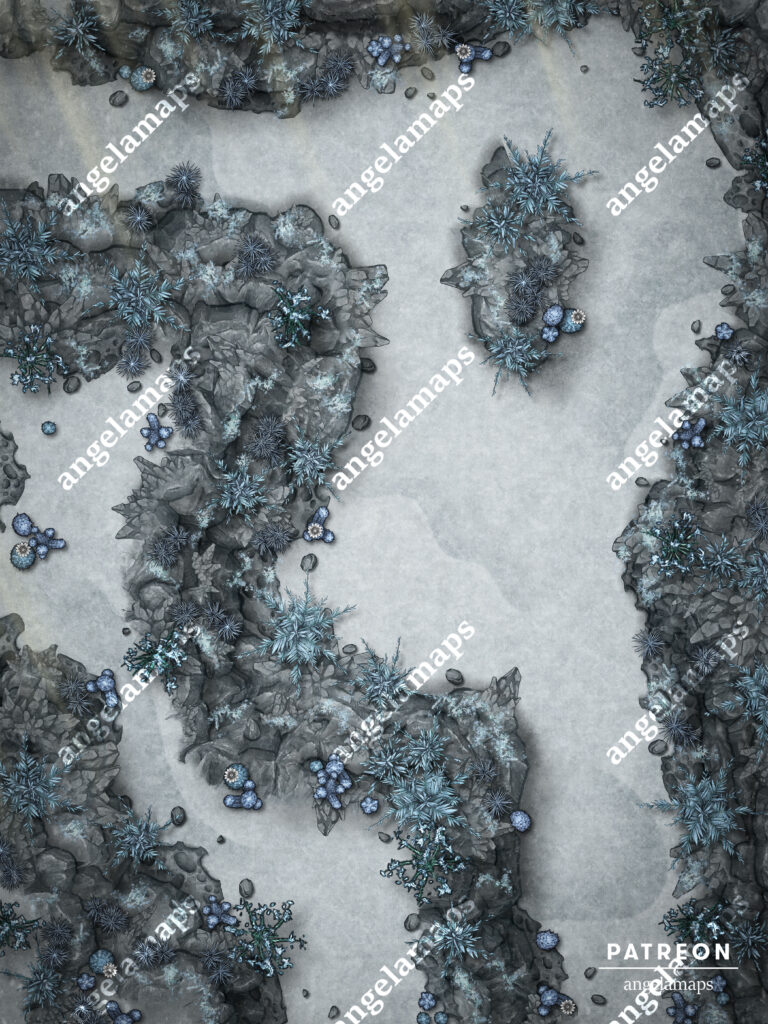 Snowy canyon battle map, animated, for TTRPGs