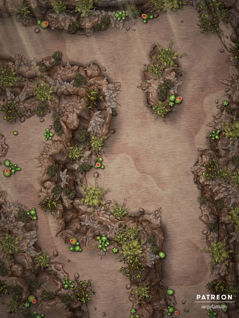 Verdant Desert Canyon - a battle map for D&D and other TTRPGs