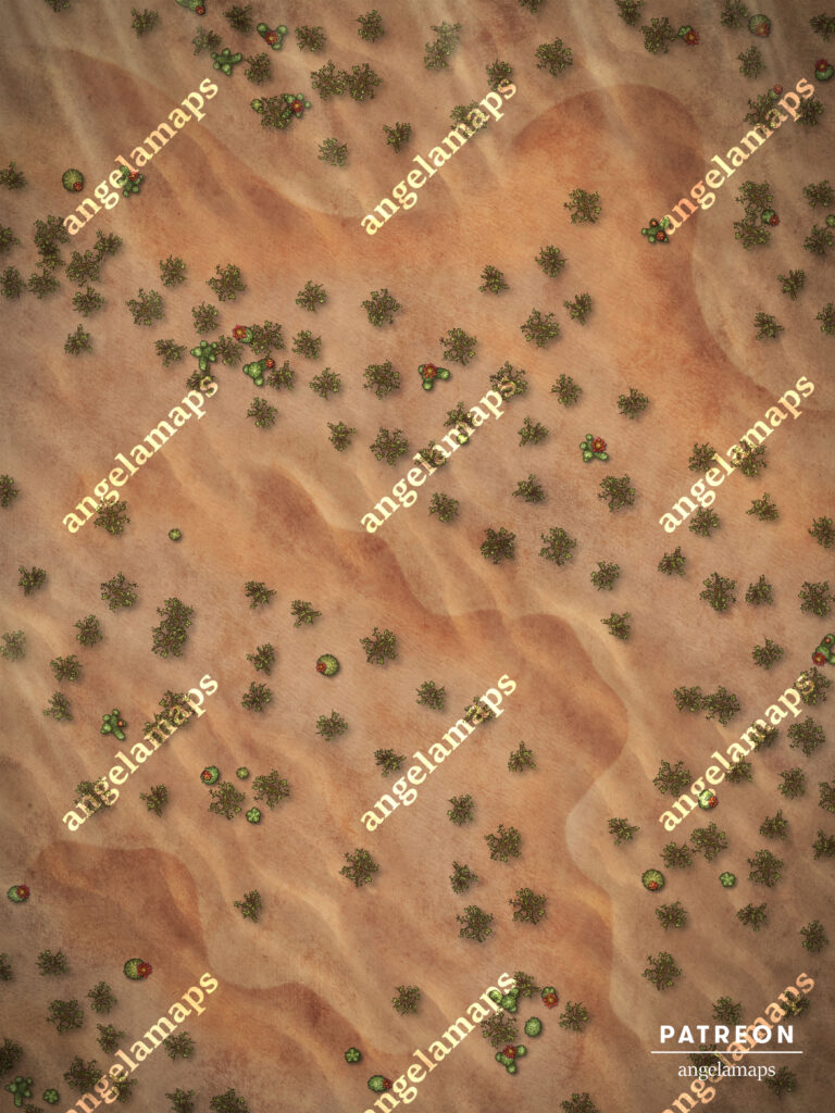 Dry brush in the desert battle map from Angela Maps