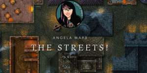 City with narrow streets, a tavern and shopping battle map