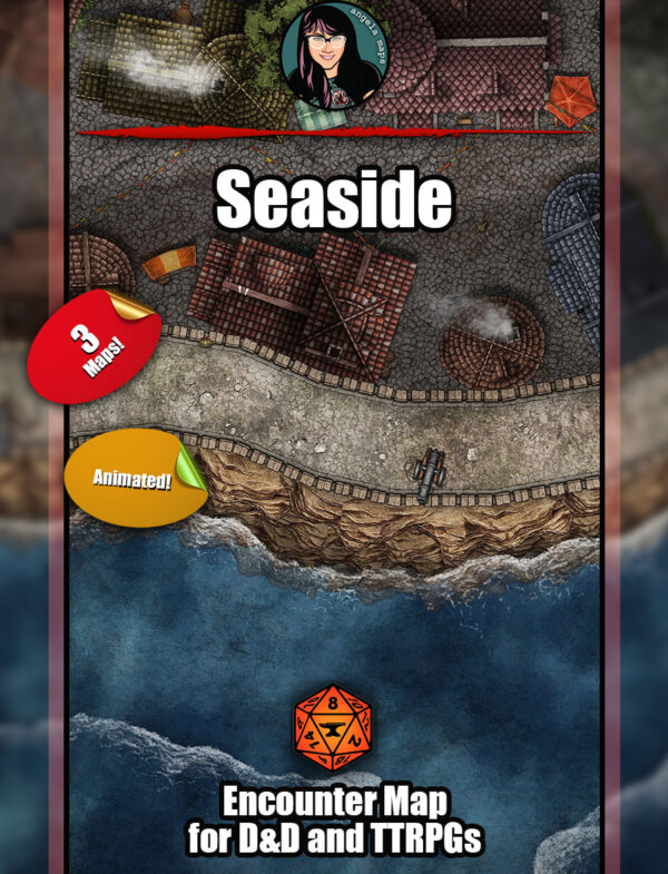 Seaside animated battle map pack