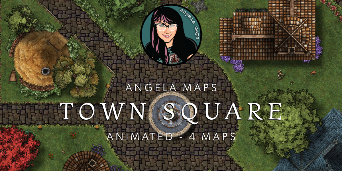 Town Square animated battle map pack by Angela Maps for TTRPGs