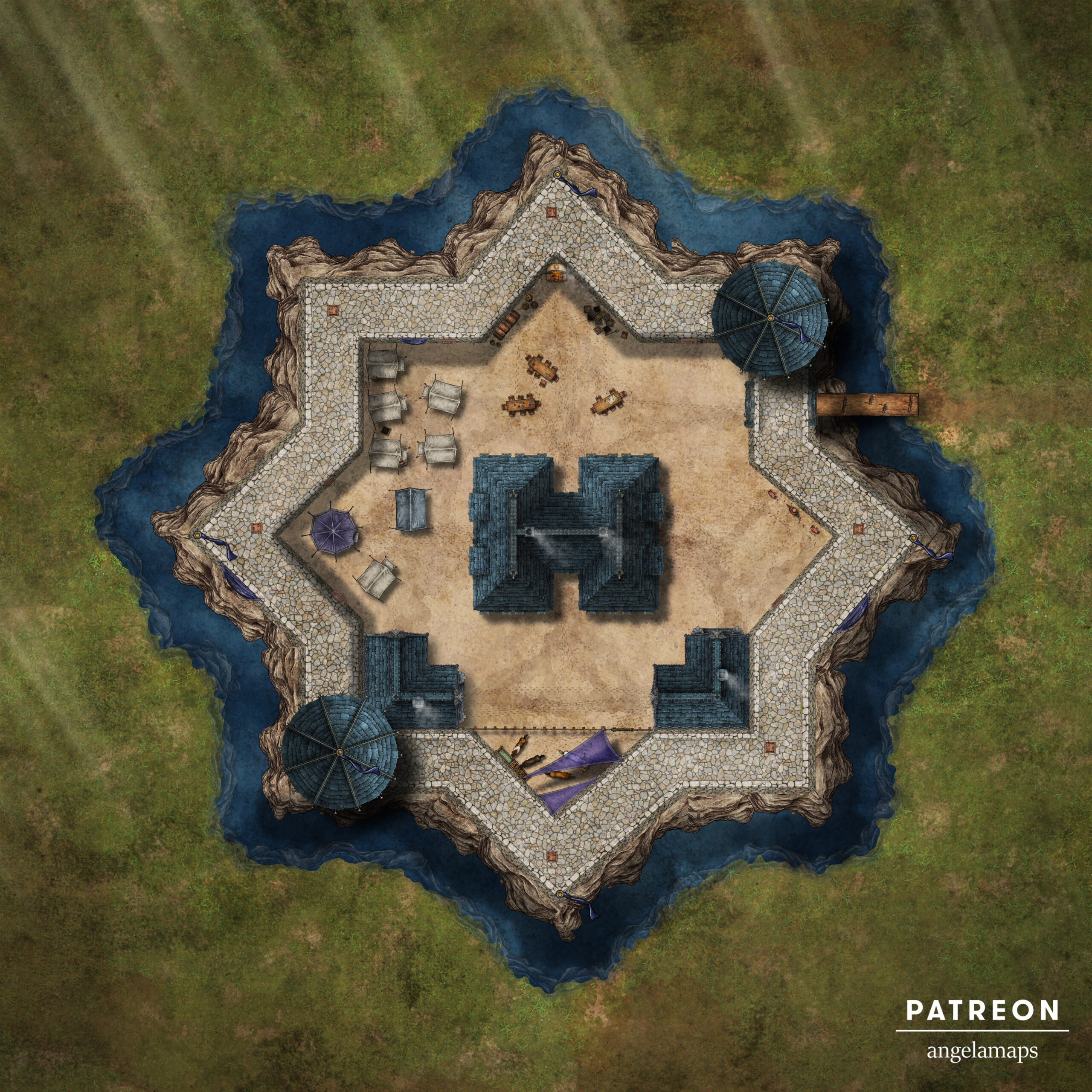 Star fort battle map for TTRPGs