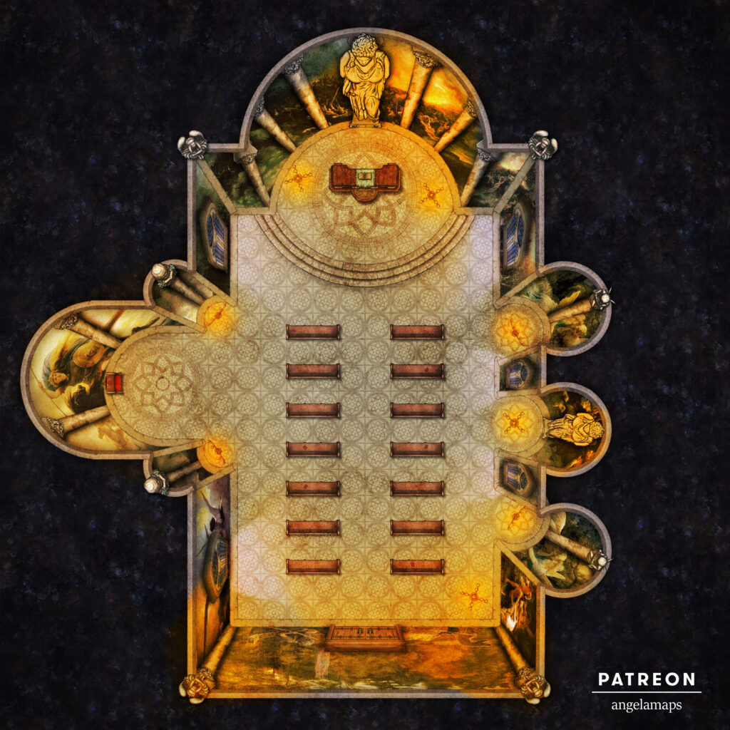 Grand Cathedal battle map in angelic and hell versions, free battle maps