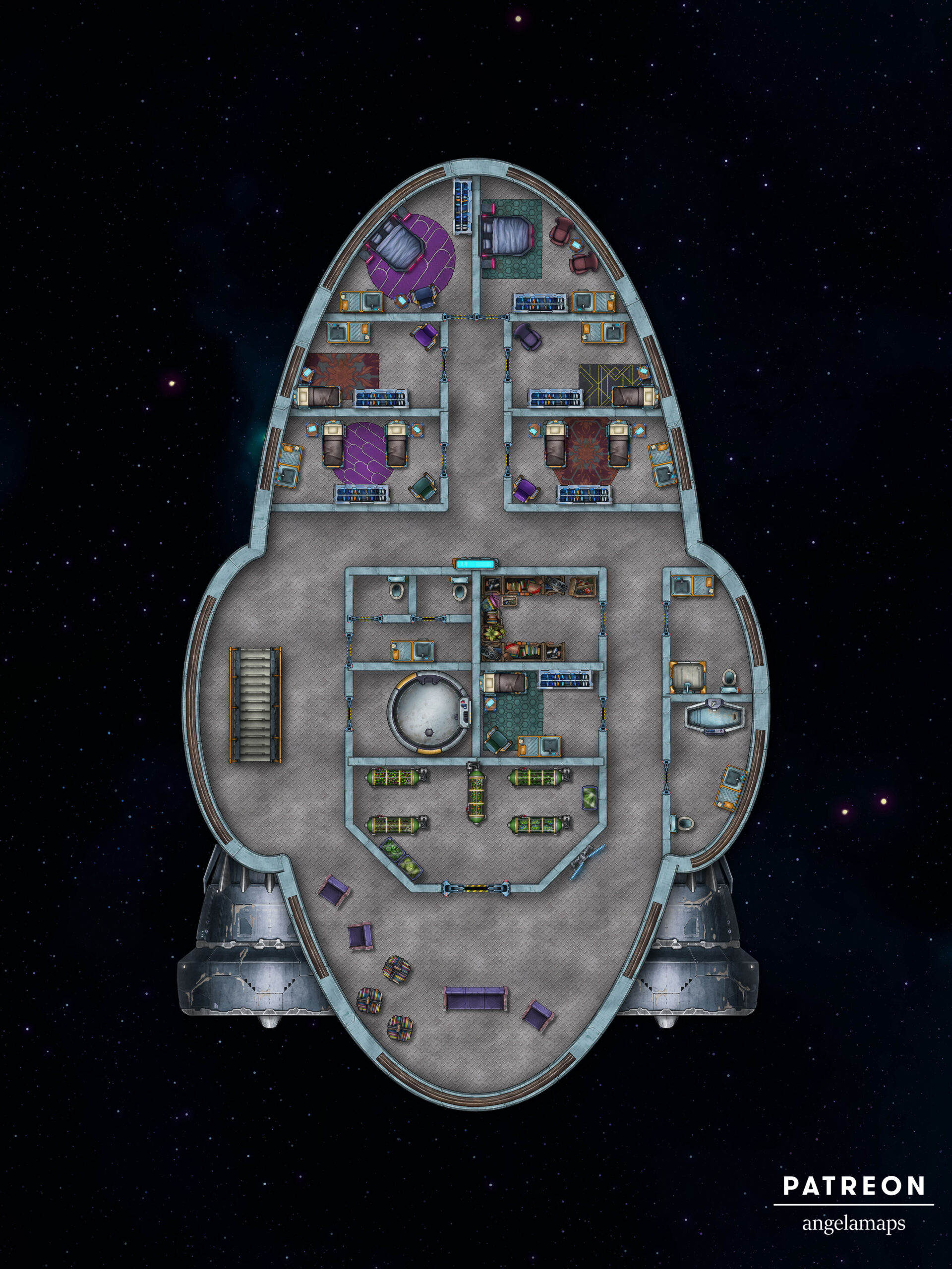 Three story spaceship battle map