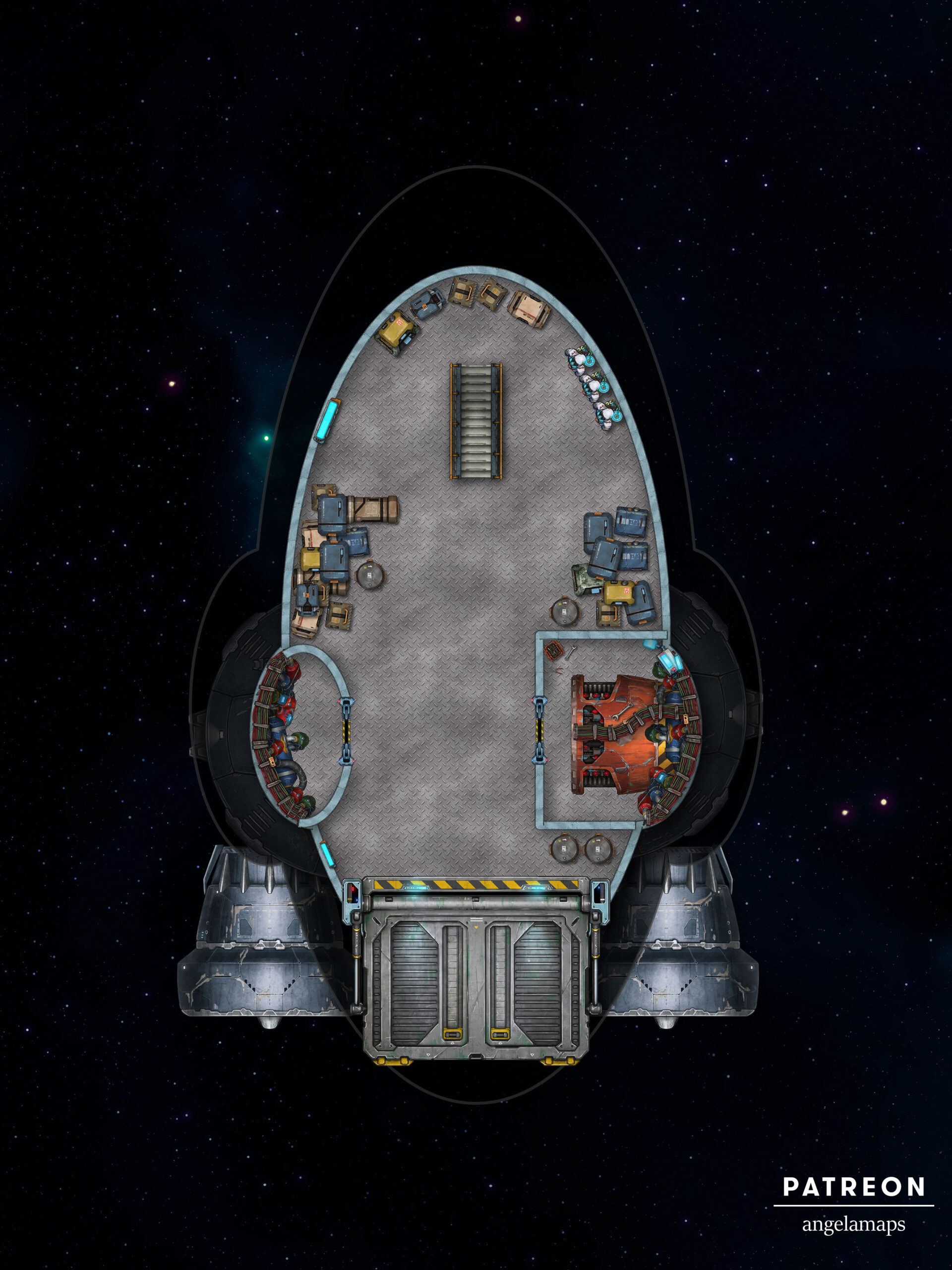 Three story spaceship battle map