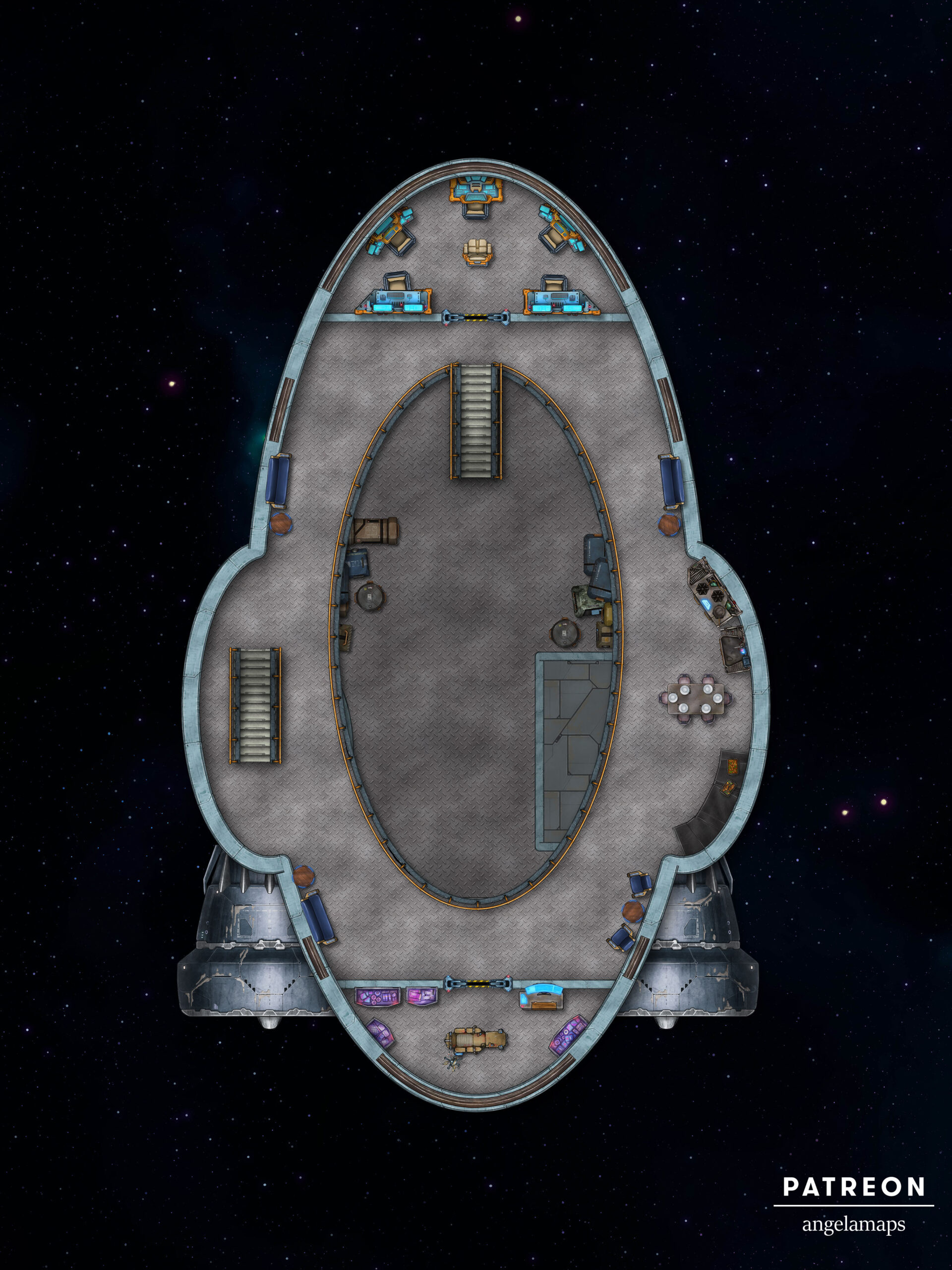 Three story spaceship battle map