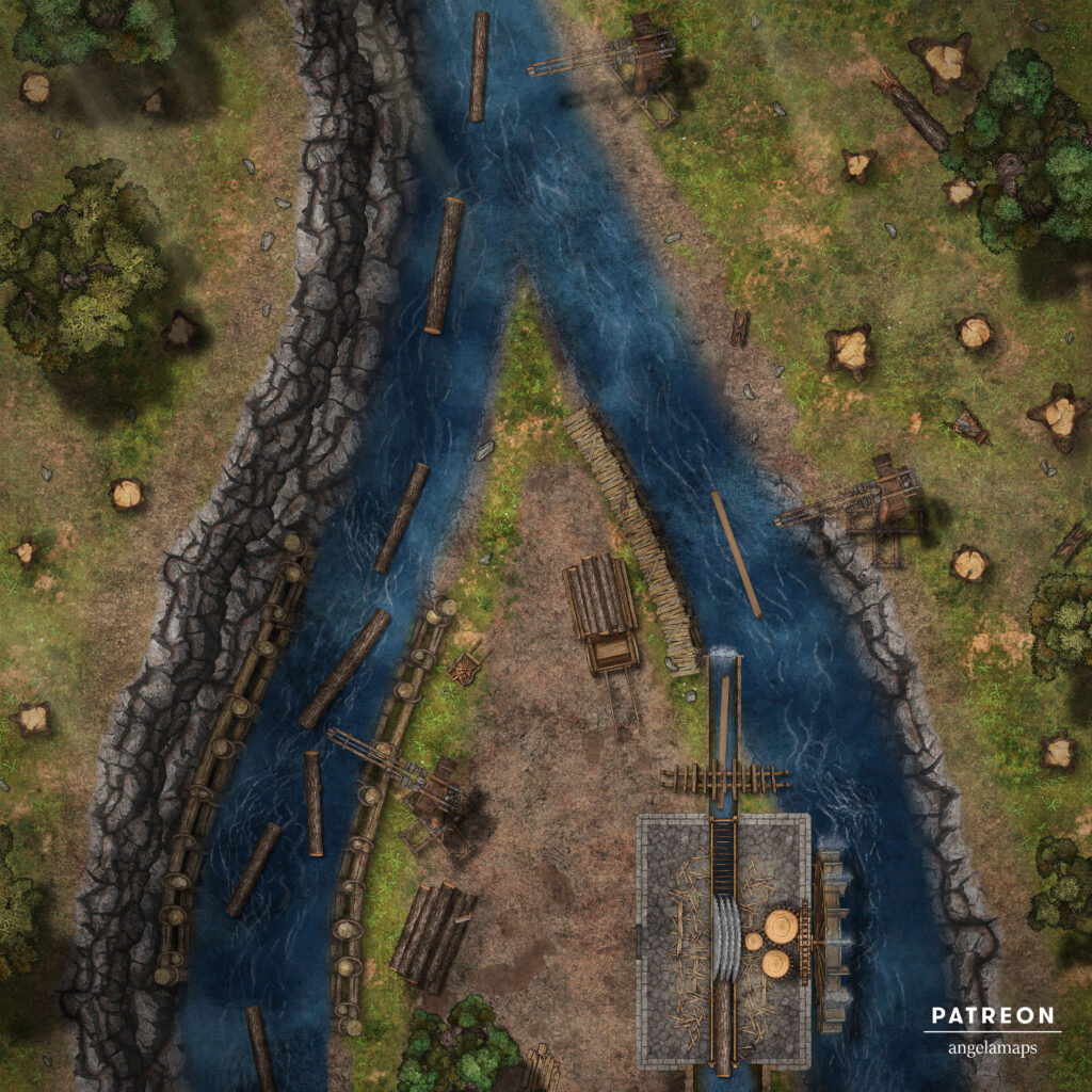 Lumber Mill battle map pack for TTRPGs