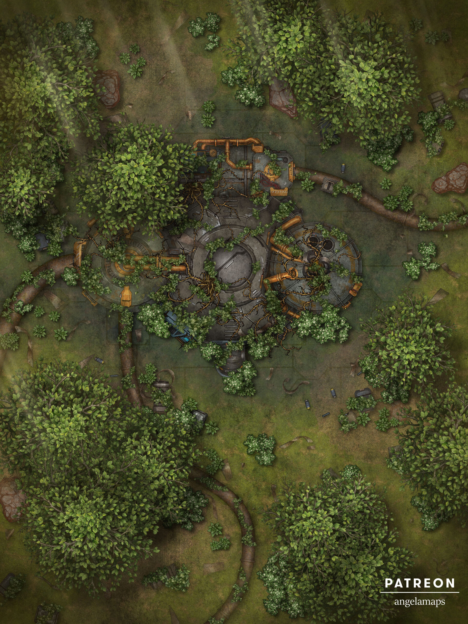 Technological ruins from an advanced alien society TTRPG sci-fi battle map pack